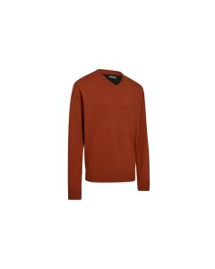8118 Deerhunter Harrington V-neck Knit - Oak Rust Melange