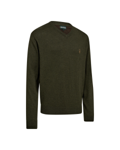 8118 Deerhunter Harrington V-neck Knit - Forest Ember Melange